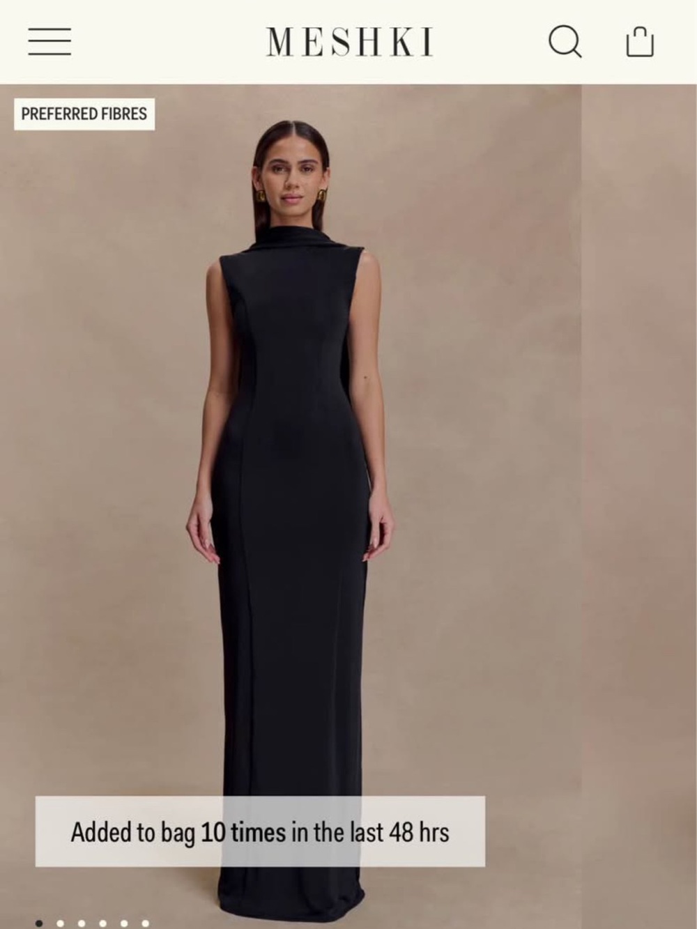 Meshki Black High-Neck Sleeveless Maxi Gown
